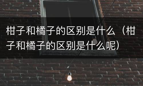 柑子和橘子的区别是什么（柑子和橘子的区别是什么呢）