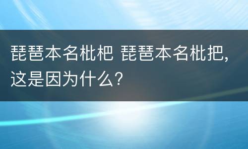 琵琶本名枇杷 琵琶本名枇把,这是因为什么?