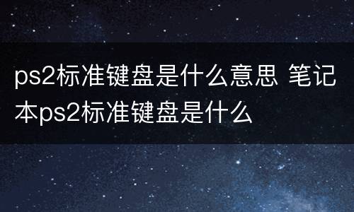 ps2标准键盘是什么意思 笔记本ps2标准键盘是什么
