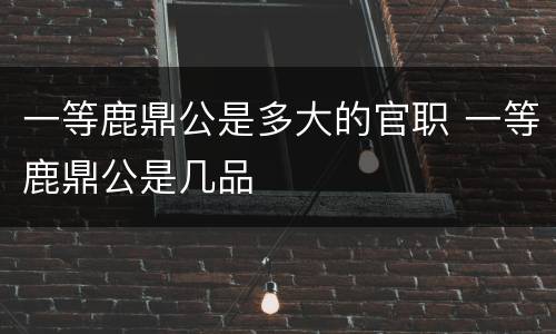 一等鹿鼎公是多大的官职 一等鹿鼎公是几品