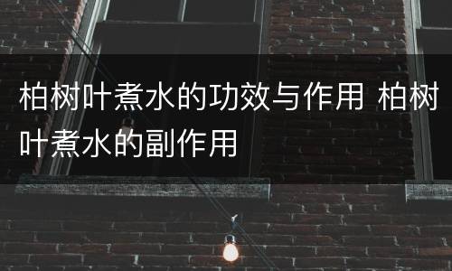 柏树叶煮水的功效与作用 柏树叶煮水的副作用