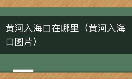 黄河入海口在哪里（黄河入海口图片）