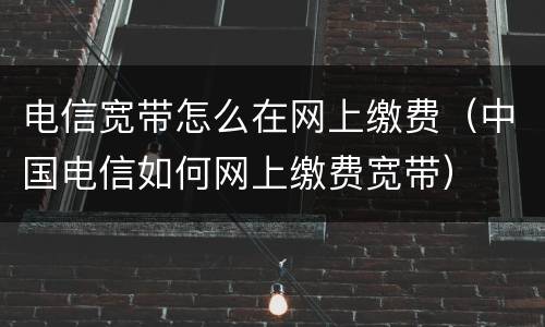 电信宽带怎么在网上缴费（中国电信如何网上缴费宽带）