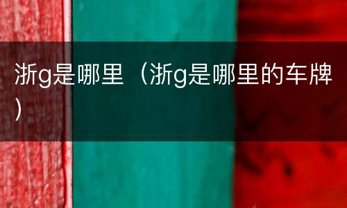 浙g是哪里（浙g是哪里的车牌）