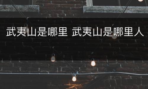 武夷山是哪里 武夷山是哪里人