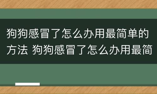 狗狗感冒了怎么办用最简单的方法 狗狗感冒了怎么办用最简单的方法吃药