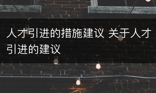 人才引进的措施建议 关于人才引进的建议