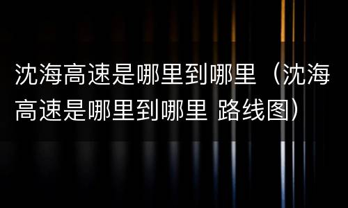 沈海高速是哪里到哪里（沈海高速是哪里到哪里 路线图）