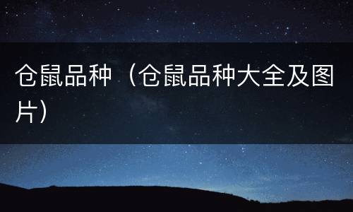 仓鼠品种（仓鼠品种大全及图片）