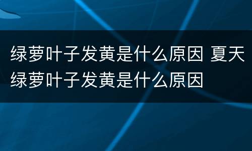 绿萝叶子发黄是什么原因 夏天绿萝叶子发黄是什么原因