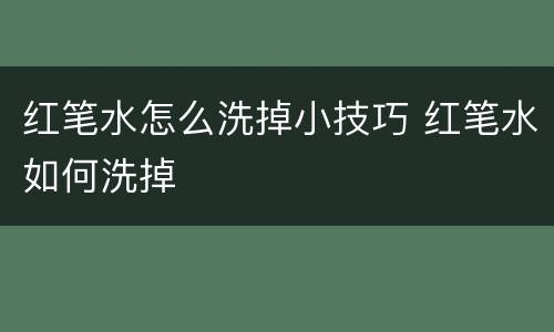 红笔水怎么洗掉小技巧 红笔水如何洗掉
