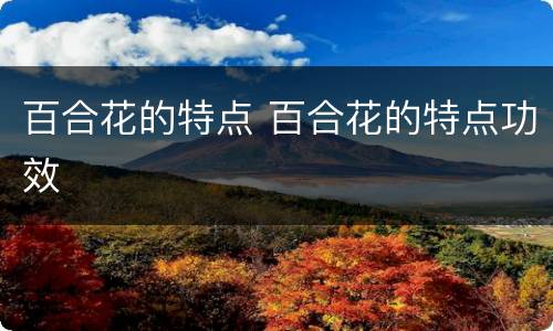百合花的特点 百合花的特点功效