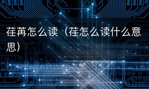 荏苒怎么读（荏怎么读什么意思）