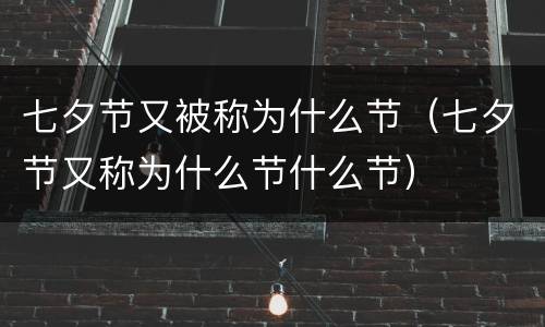 七夕节又被称为什么节（七夕节又称为什么节什么节）