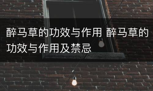 醉马草的功效与作用 醉马草的功效与作用及禁忌