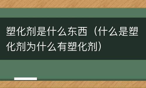 塑化剂是什么东西（什么是塑化剂为什么有塑化剂）