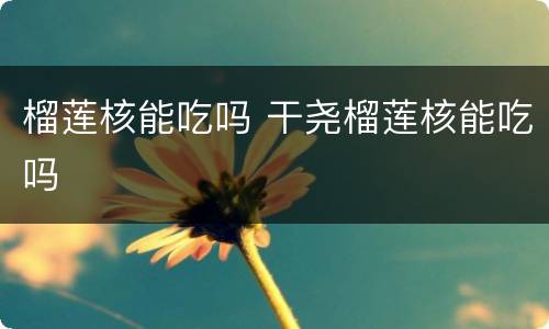 榴莲核能吃吗 干尧榴莲核能吃吗