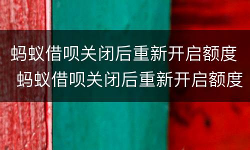 蚂蚁借呗关闭后重新开启额度 蚂蚁借呗关闭后重新开启额度会恢复吗