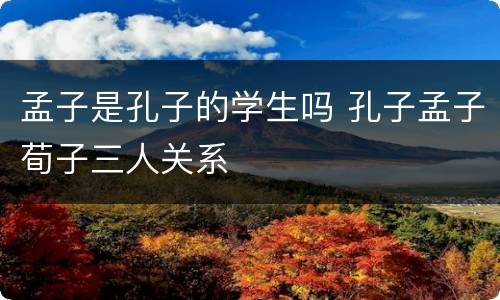 孟子是孔子的学生吗 孔子孟子荀子三人关系