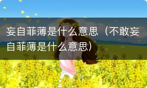 妄自菲薄是什么意思（不敢妄自菲薄是什么意思）