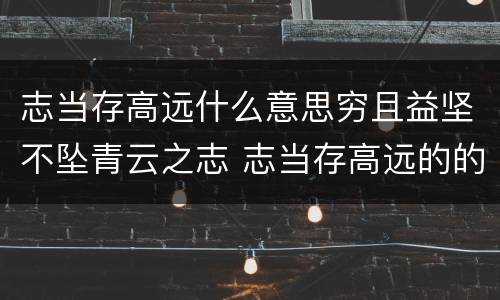志当存高远什么意思穷且益坚不坠青云之志 志当存高远的的意思解释