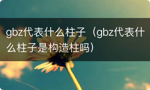 gbz代表什么柱子（gbz代表什么柱子是构造柱吗）