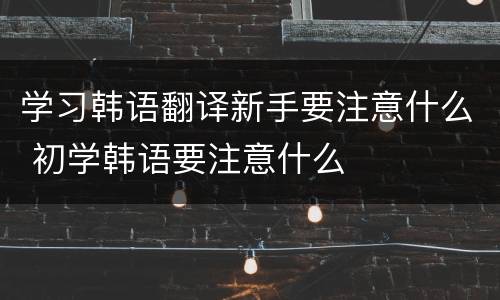 学习韩语翻译新手要注意什么 初学韩语要注意什么