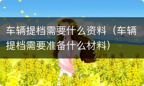 车辆提档需要什么资料（车辆提档需要准备什么材料）