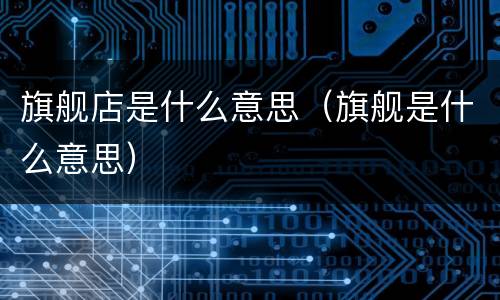 旗舰店是什么意思（旗舰是什么意思）