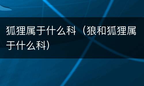 狐狸属于什么科（狼和狐狸属于什么科）