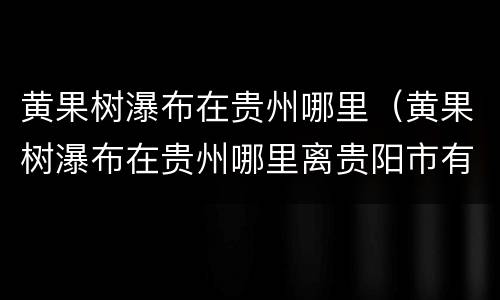 黄果树瀑布在贵州哪里（黄果树瀑布在贵州哪里离贵阳市有多远）
