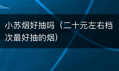 小苏烟好抽吗（二十元左右档次最好抽的烟）