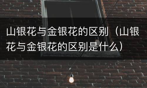 山银花与金银花的区别（山银花与金银花的区别是什么）
