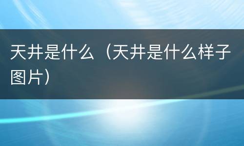 天井是什么（天井是什么样子图片）