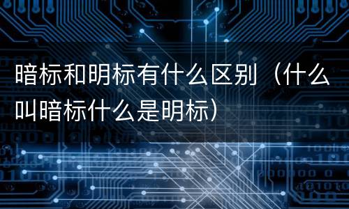 暗标和明标有什么区别（什么叫暗标什么是明标）