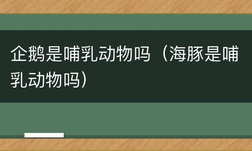 企鹅是哺乳动物吗（海豚是哺乳动物吗）