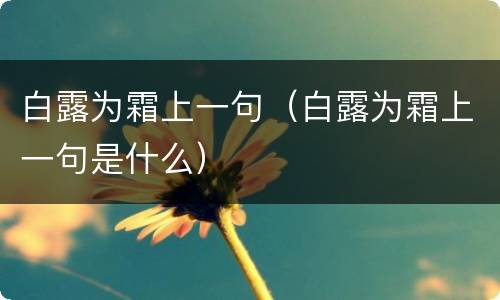 白露为霜上一句（白露为霜上一句是什么）
