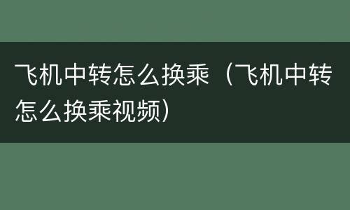 飞机中转怎么换乘（飞机中转怎么换乘视频）