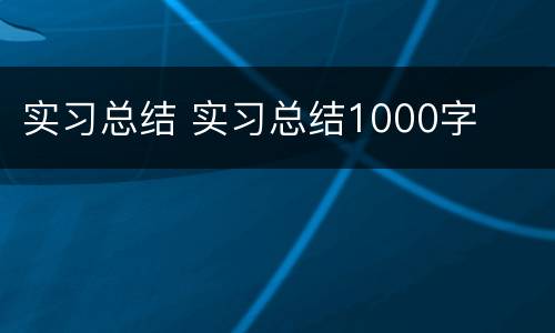 实习总结 实习总结1000字