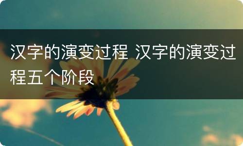 汉字的演变过程 汉字的演变过程五个阶段