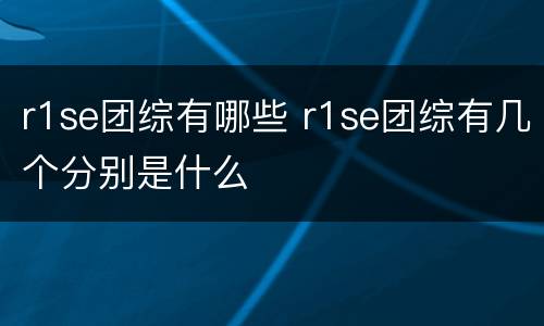 r1se团综有哪些 r1se团综有几个分别是什么