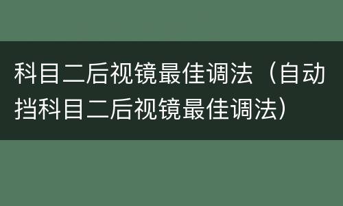 科目二后视镜最佳调法（自动挡科目二后视镜最佳调法）