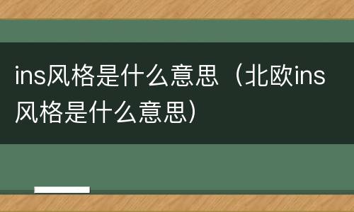 ins风格是什么意思（北欧ins风格是什么意思）