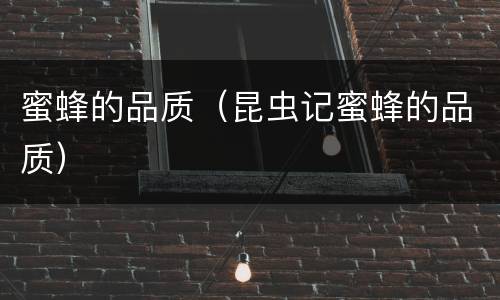 蜜蜂的品质（昆虫记蜜蜂的品质）