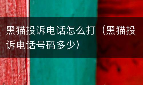 黑猫投诉电话怎么打（黑猫投诉电话号码多少）