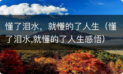 懂了泪水，就懂的了人生（懂了泪水,就懂的了人生感悟）