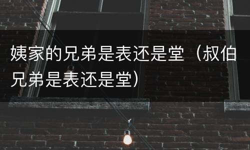 姨家的兄弟是表还是堂（叔伯兄弟是表还是堂）