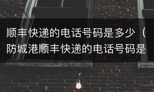 顺丰快递的电话号码是多少（防城港顺丰快递的电话号码是多少）