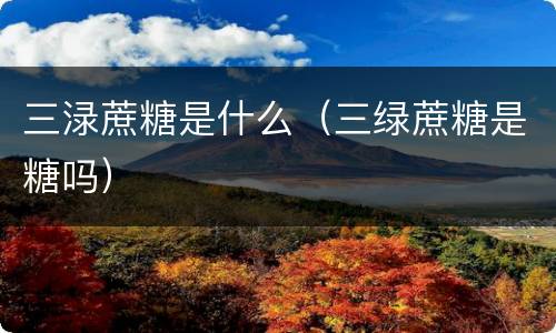 三渌蔗糖是什么（三绿蔗糖是糖吗）