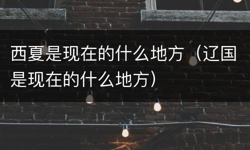 西夏是现在的什么地方（辽国是现在的什么地方）
